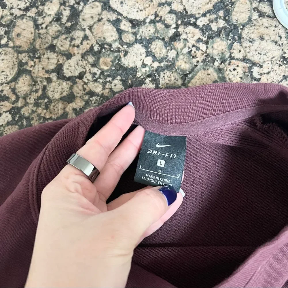 Nike Versa Training Sweater Womens Cropped Pullover Maroon Dri Fit Size L